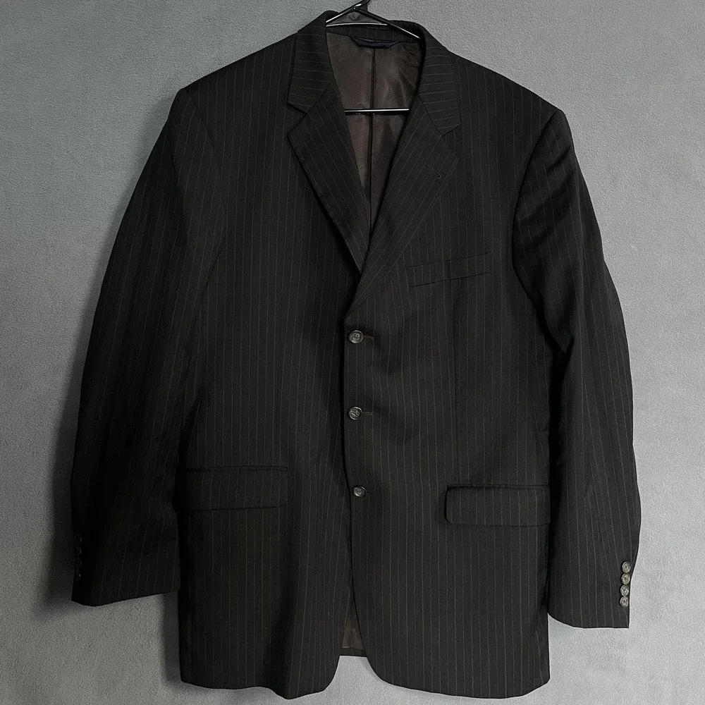 Vintage Burberry Brown Wool Long Sleeve Single-Breasted Mens Blazer Size 44 L